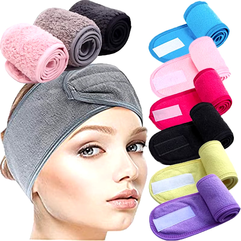 Adjustable Head Band Spa Face Wash Makeup Sweat Head Wrap Non-Slip Stretchable Washable Headband Hair Band for Sports Hairbands