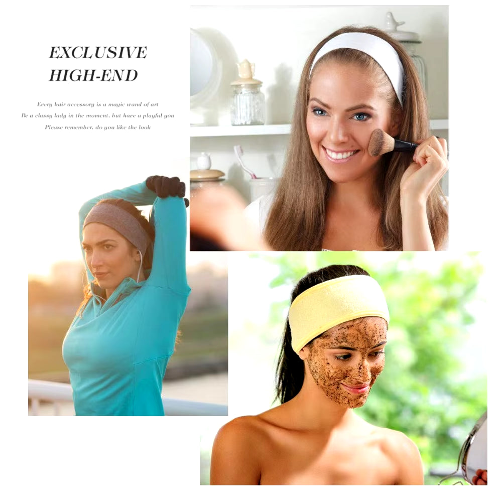 Adjustable Head Band Spa Face Wash Makeup Sweat Head Wrap Non-Slip Stretchable Washable Headband Hair Band for Sports Hairbands