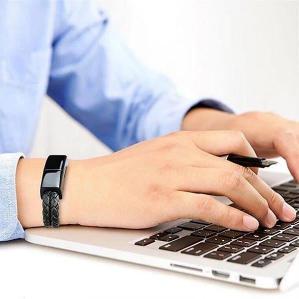 Bracelet mini USB en cuir avec câble de chargement et de données