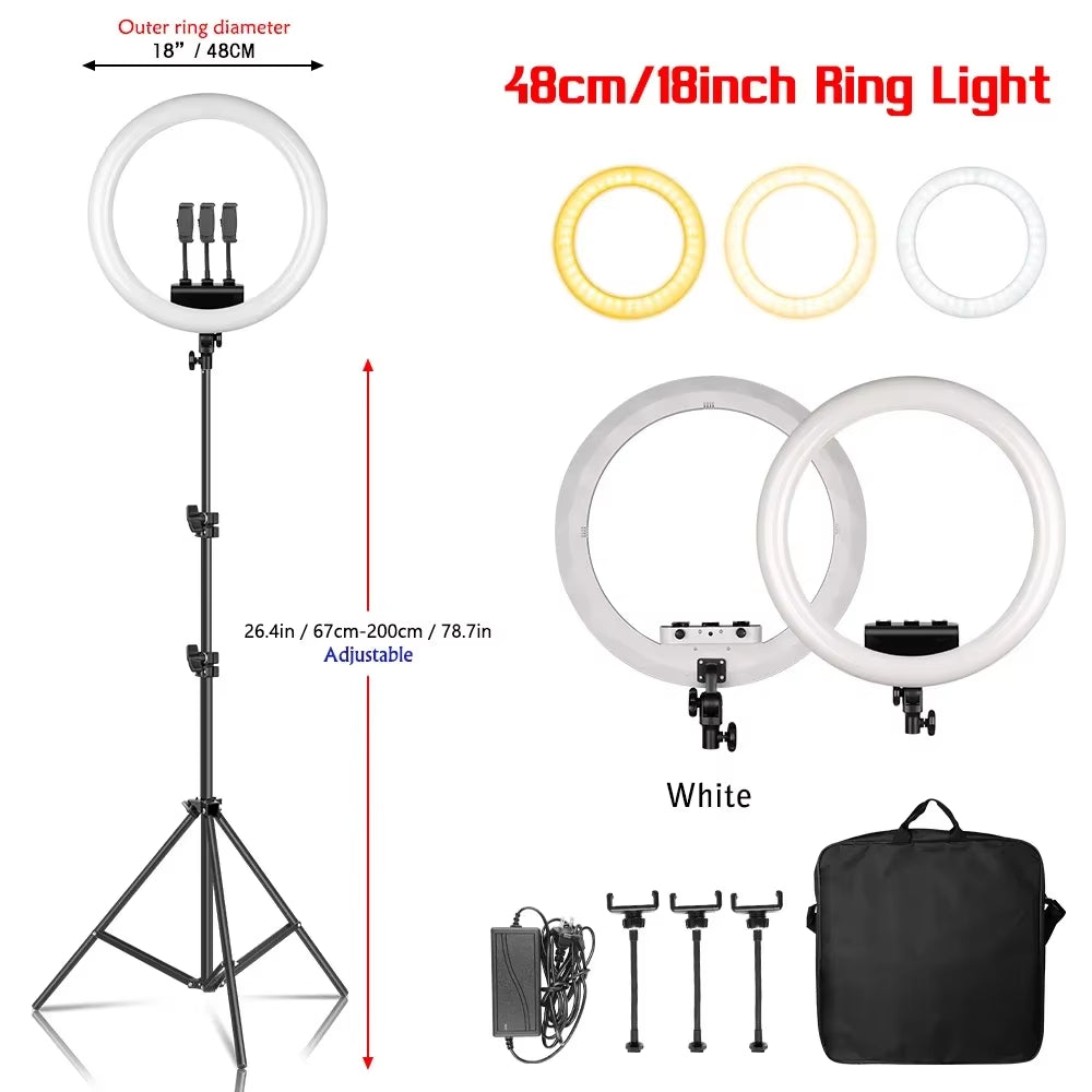 10Inch LED Ring Light Lamp with Phone Clip Tripod Stand Selfie Video for Tik Tok Youtube Phone Live Photo Photography Studio