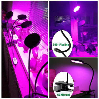 DC5V LED Grow Light Full Spectrum with 360 Degrees Flexible Clip USB Power Supply Desktop LED Plant Growth Light