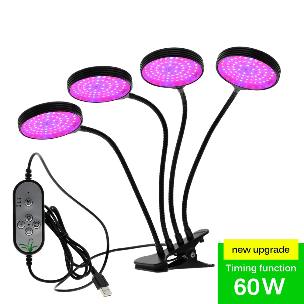 DC5V LED Grow Light Full Spectrum with 360 Degrees Flexible Clip USB Power Supply Desktop LED Plant Growth Light