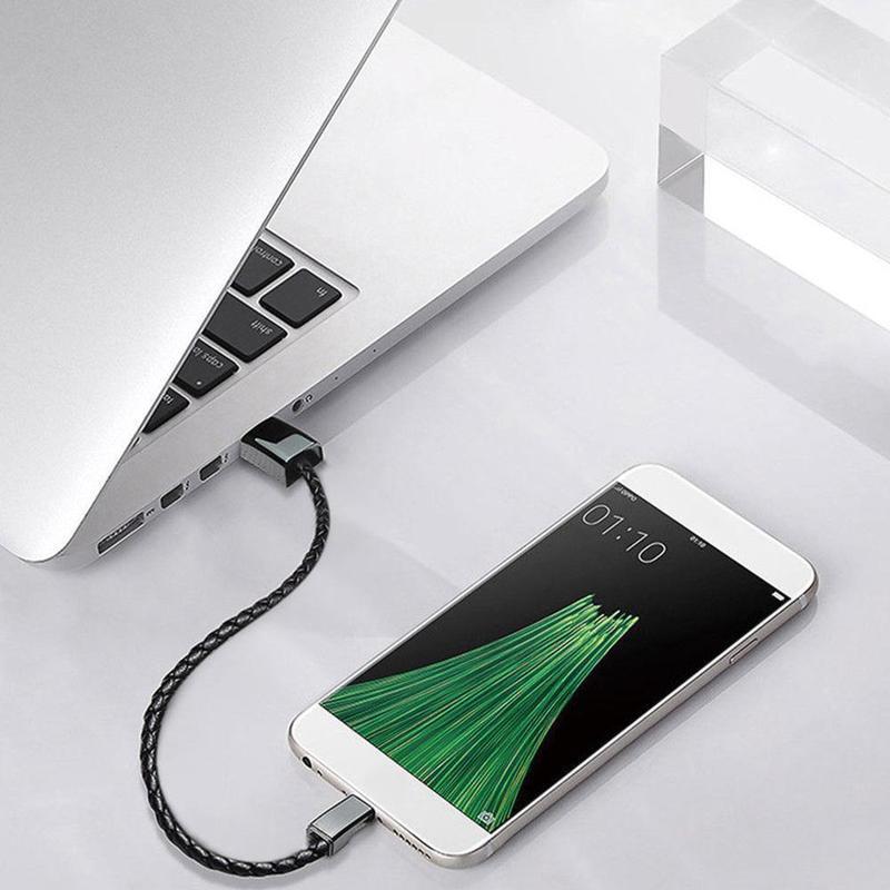 Bracelet mini USB en cuir avec câble de chargement et de données
