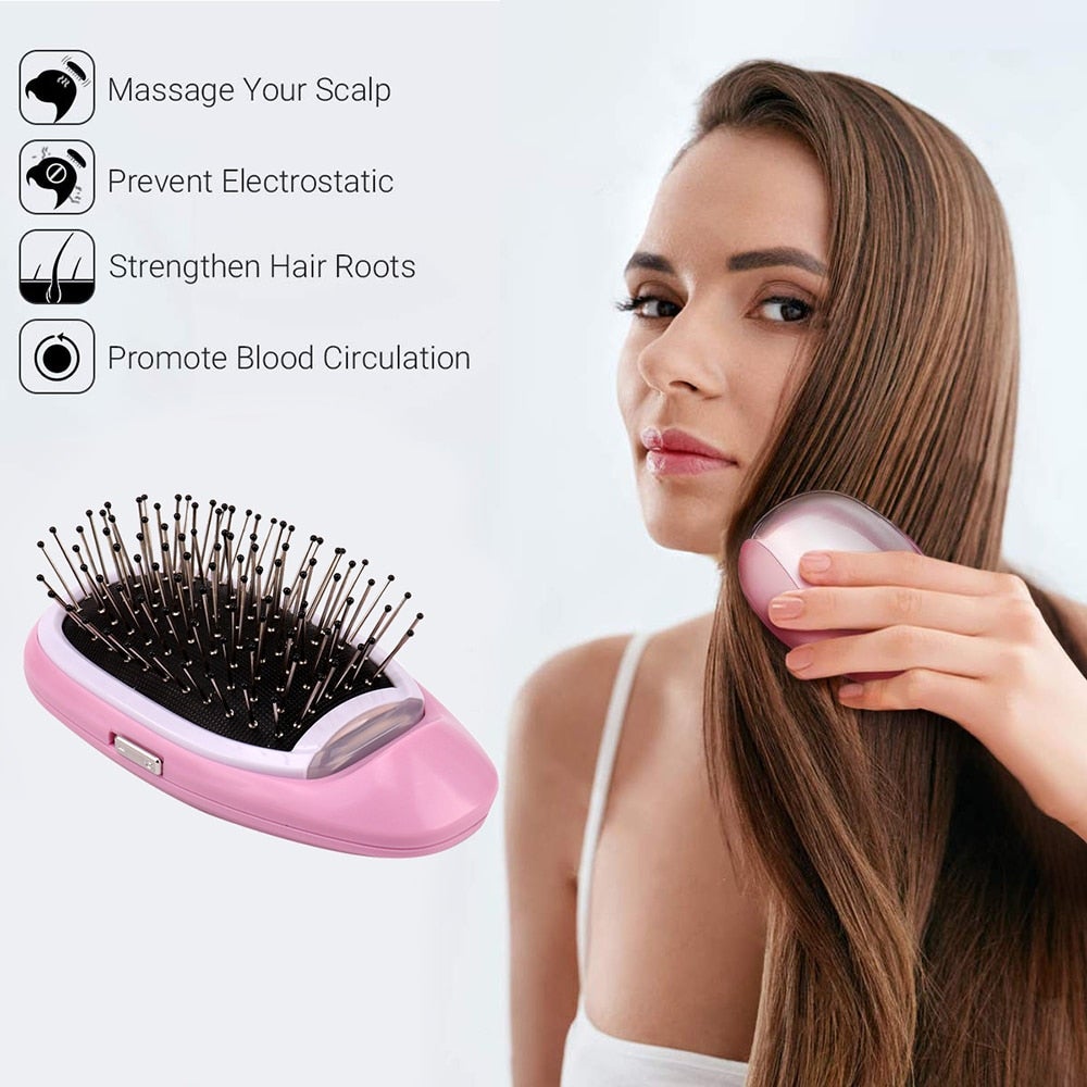 Brosse à cheveux électrique ionique portable