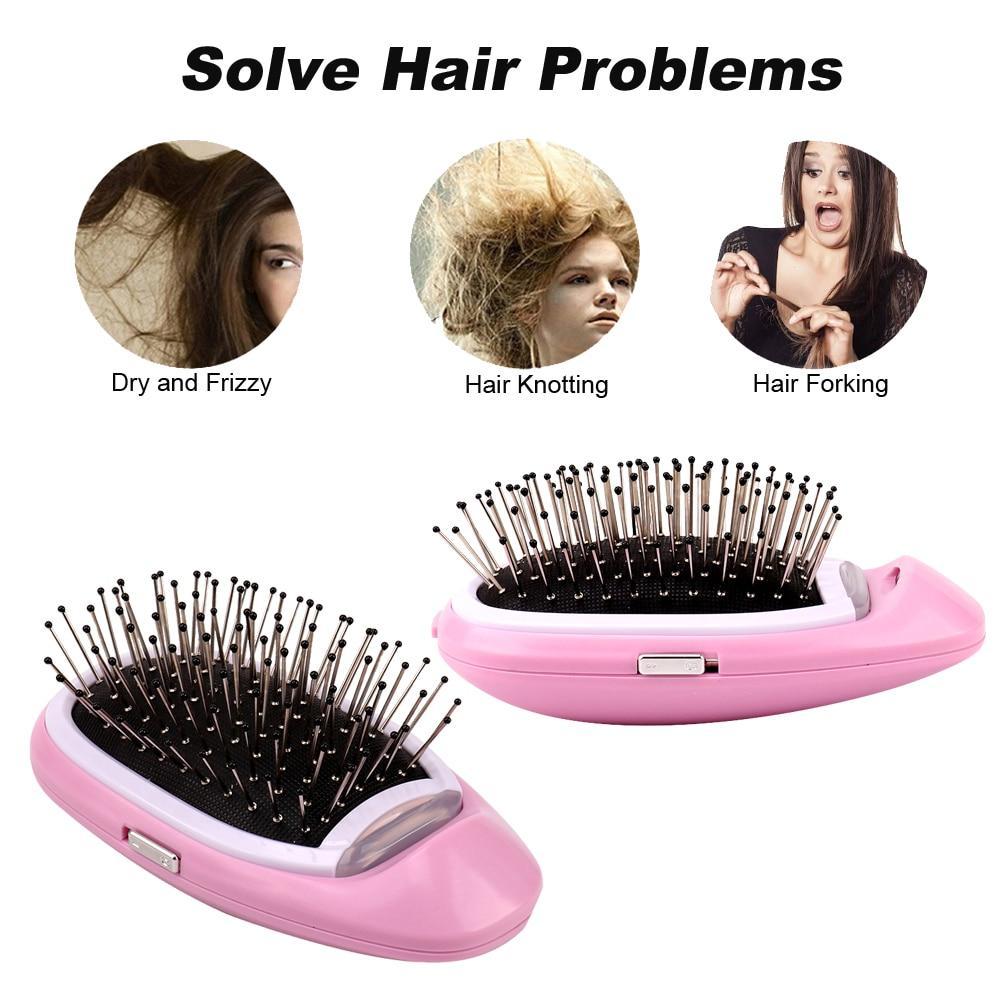Brosse à cheveux électrique ionique portable