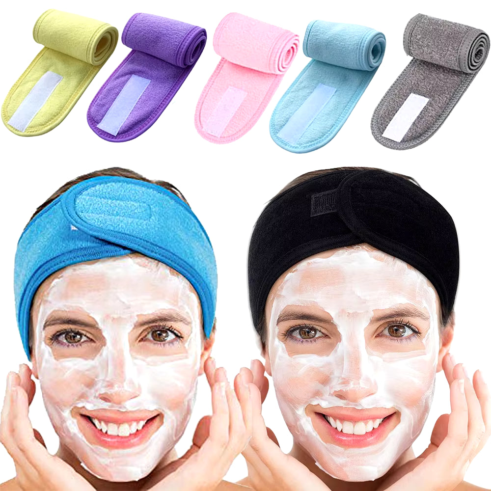 Adjustable Head Band Spa Face Wash Makeup Sweat Head Wrap Non-Slip Stretchable Washable Headband Hair Band for Sports Hairbands