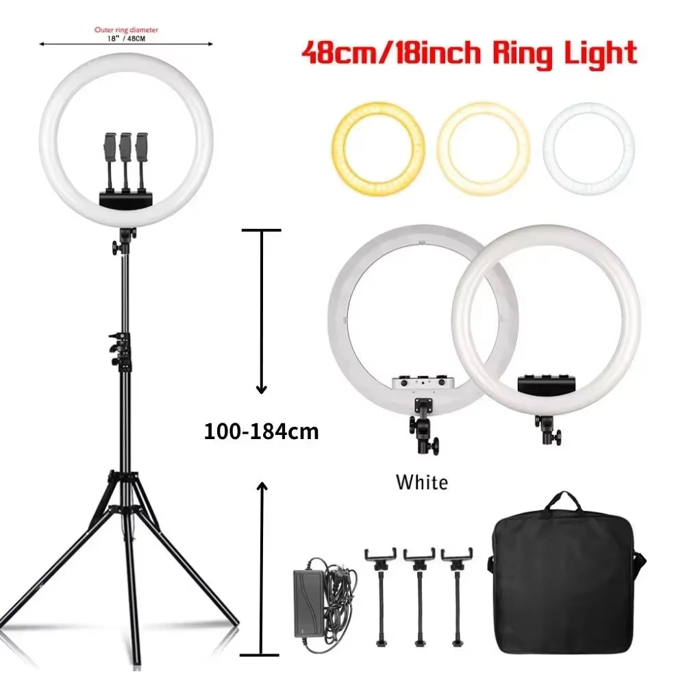10Inch LED Ring Light Lamp with Phone Clip Tripod Stand Selfie Video for Tik Tok Youtube Phone Live Photo Photography Studio
