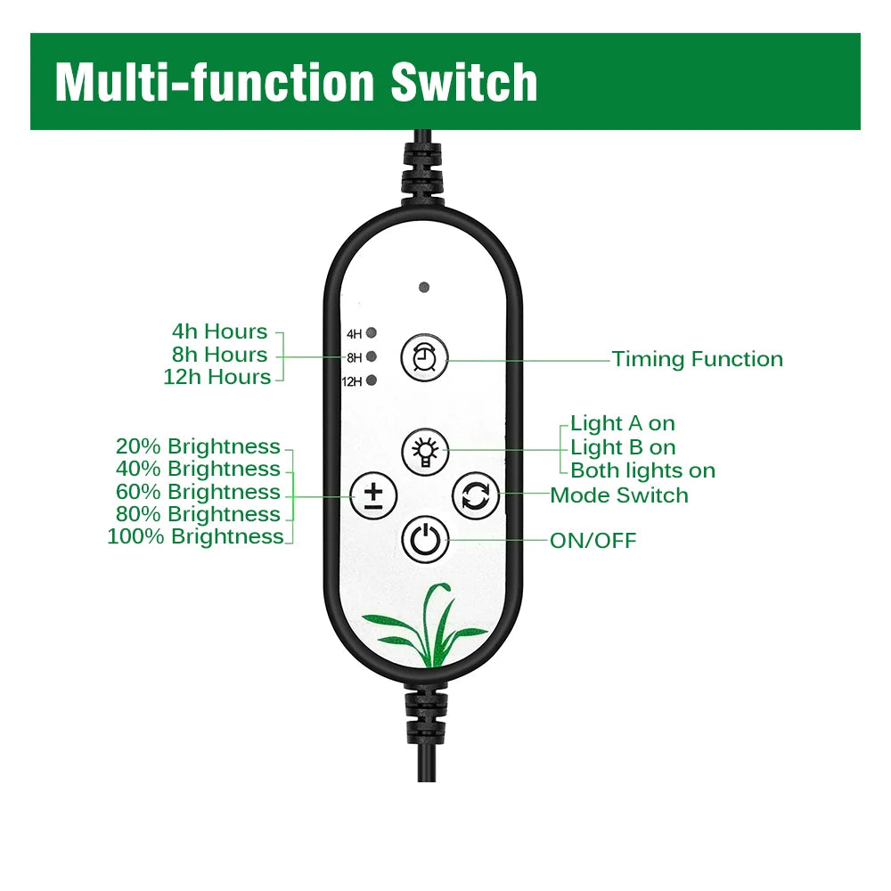 DC5V LED Grow Light Full Spectrum with 360 Degrees Flexible Clip USB Power Supply Desktop LED Plant Growth Light