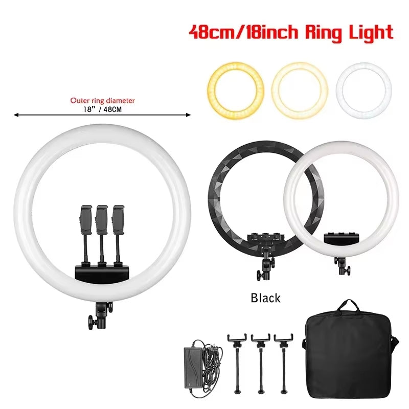 10Inch LED Ring Light Lamp with Phone Clip Tripod Stand Selfie Video for Tik Tok Youtube Phone Live Photo Photography Studio