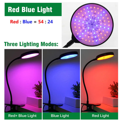 DC5V LED Grow Light Full Spectrum with 360 Degrees Flexible Clip USB Power Supply Desktop LED Plant Growth Light
