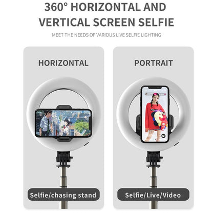 Perche à selfie sans fil 4 en 1 avec trépied et anneau lumineux