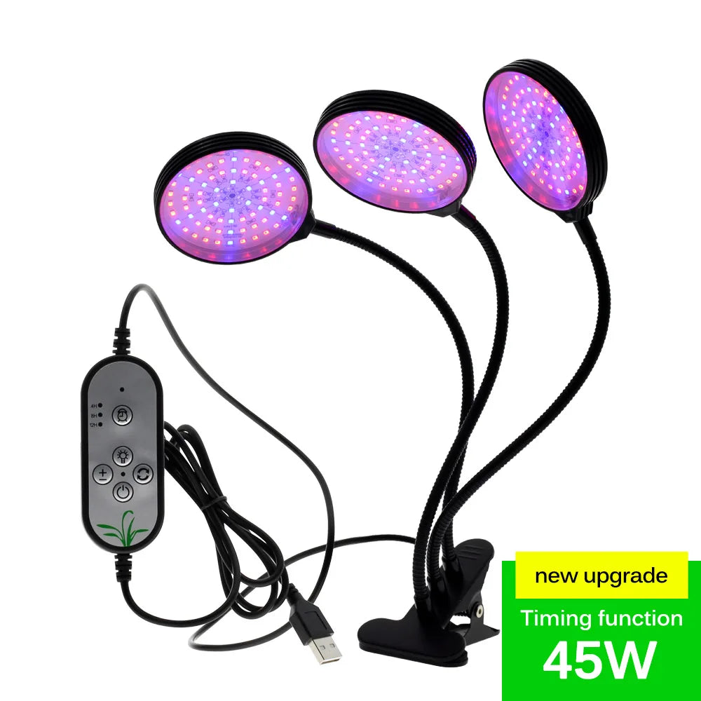 DC5V LED Grow Light Full Spectrum with 360 Degrees Flexible Clip USB Power Supply Desktop LED Plant Growth Light